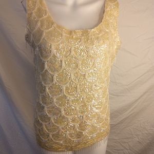 Vintage Bed and Sequin Sleeves Top